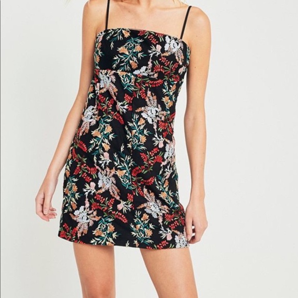 Embroidered Ponte Straight-Neck Dress - Picture 3 of 4